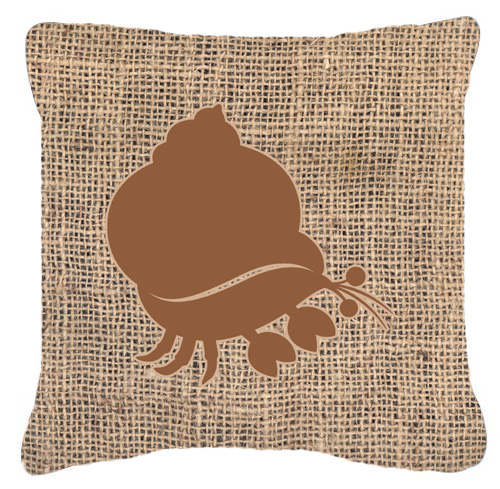 Hermit Crab Burlap and Brown Decorative Fabric Pillow - 14 x 14 in.