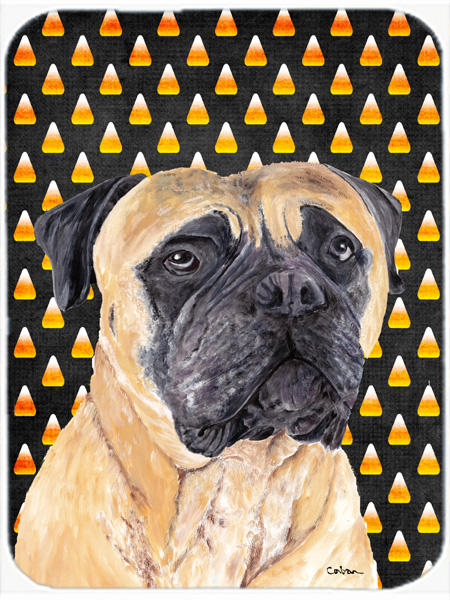 Mastiff Candy Corn Halloween Portrait Glass Cutting Board - Large