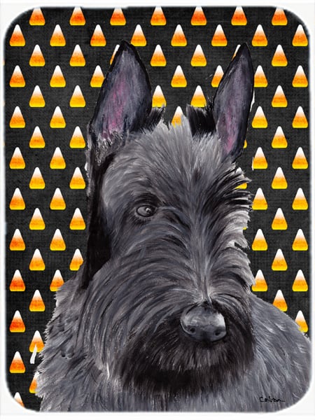 Scottish Terrier Candy Corn Halloween Portrait Glass Cutting Board - Large