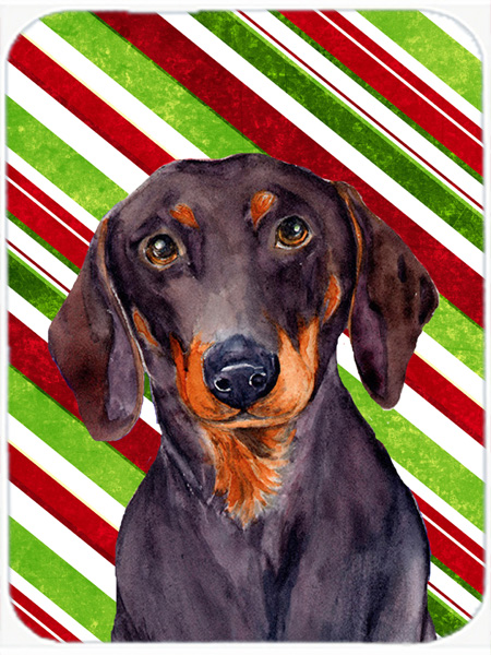 Dachshund Candy Cane Holiday Christmas Glass Cutting Board - Large
