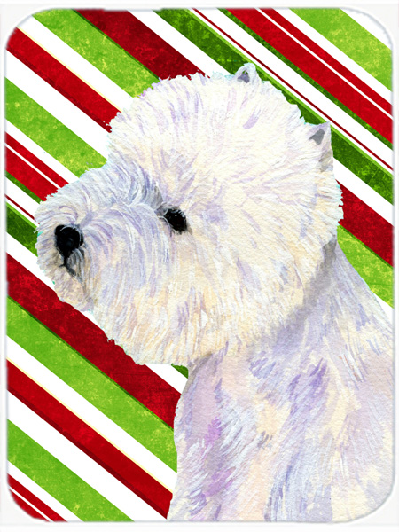 Westie Candy Cane Holiday Christmas Glass Cutting Board - Large