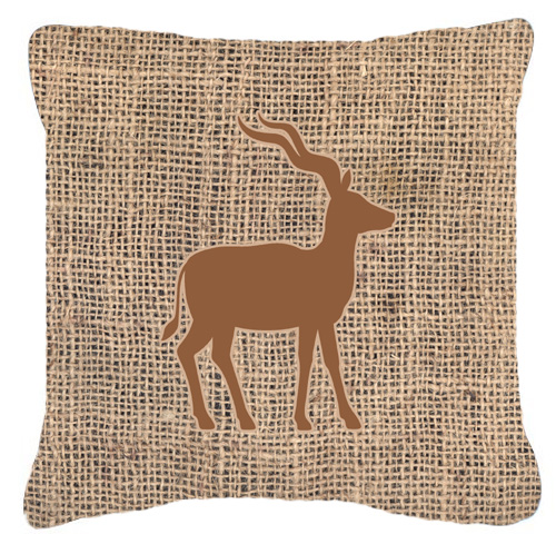 Deer Burlap and Brown Decorative Fabric Pillow - 14 x 14 in.