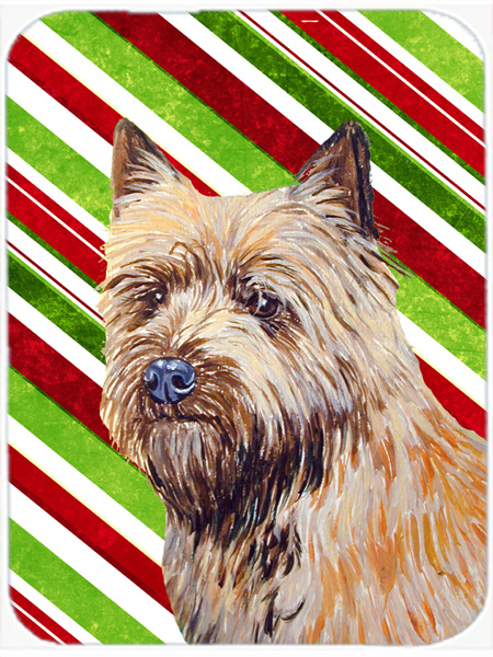 Cairn Terrier Candy Cane Holiday Christmas Glass Cutting Board - Large