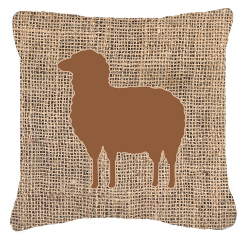 Sheep Burlap & Brown Decorative Fabric Pillow