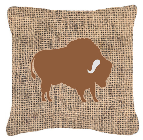 Buffalo Burlap & Brown Decorative Fabric Pillow - 14 x 3 x 14 in.