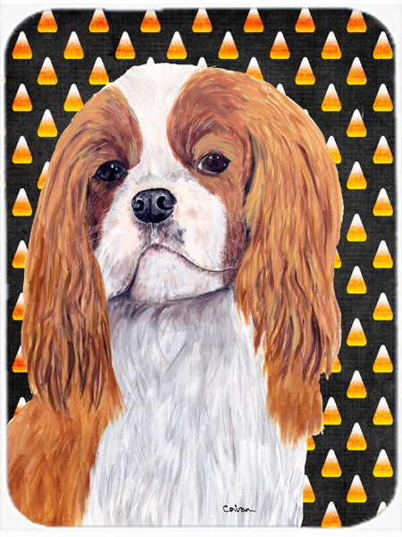 Cavalier Spaniel Blenheim Candy Corn Halloween Glass Cutting Board - Large
