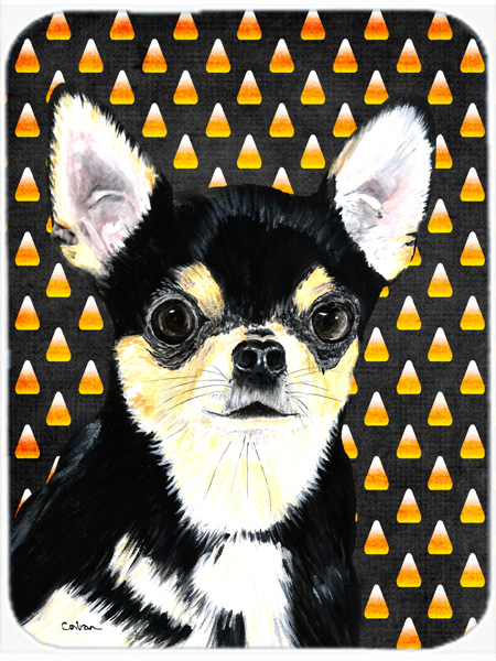 Chihuahua Candy Corn Halloween Portrait Glass Cutting Board - Large