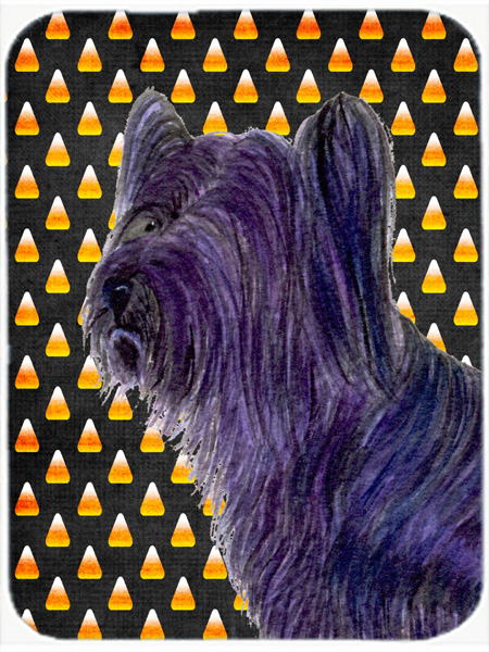 Skye Terrier Candy Corn Halloween Portrait Glass Cutting Board - Large