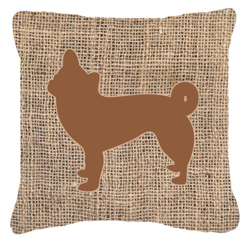 Chihuahua Burlap & Brown Decorative Fabric Pillow - 14 x 3 x 14 in.