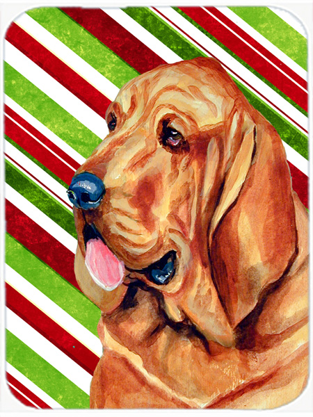 Bloodhound Candy Cane Holiday Christmas Glass Cutting Board - Large