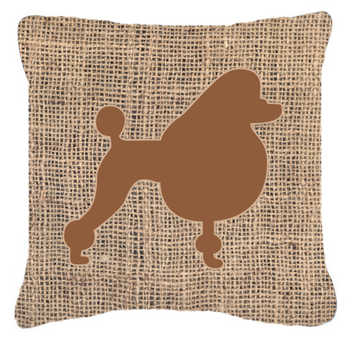 Poodle Burlap & Brown Decorative Fabric Pillow