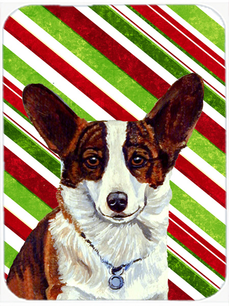 Corgi Candy Cane Holiday Christmas Glass Cutting Board - Large