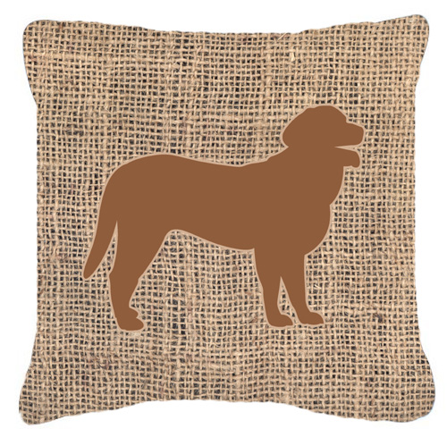 Curly Coated Retriever Burlap & Brown Decorative Fabric Pillow