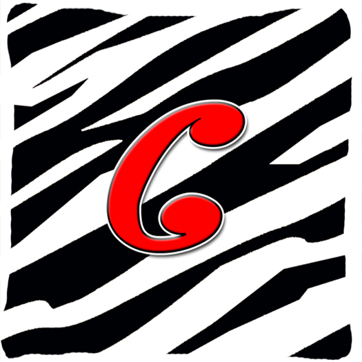 CJ1024-CPW1414 Monogram Initial C Zebra Red Decorative Fabric Pillow