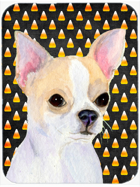 Chihuahua Candy Corn Halloween Portrait Glass Cutting Board - Large