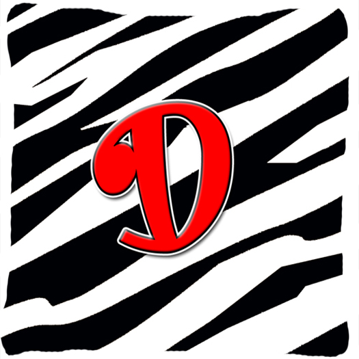 Monogram Initial D Zebra Red Decorative Fabric Pillow
