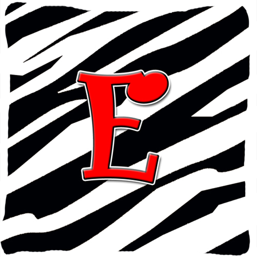 Monogram Initial E Zebra Red Decorative Fabric Pillow