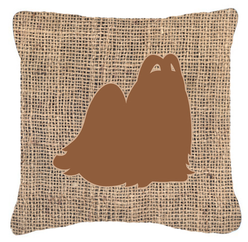 Maltese Burlap & Brown Decorative Fabric Pillow