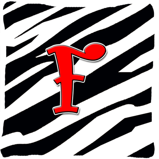 Monogram Initial F Zebra Red Decorative Fabric Pillow