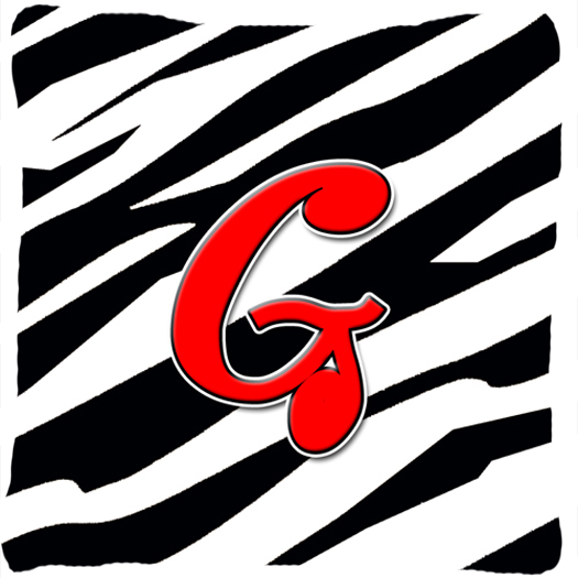 Monogram Initial G Zebra Red Decorative Fabric Pillow