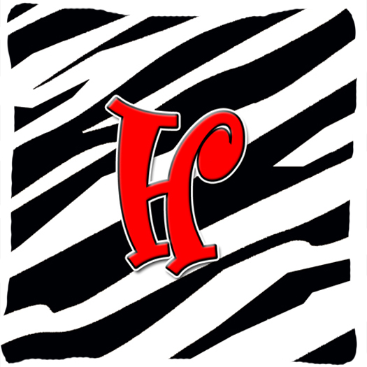 Picture of Carolines Treasures CJ1024-HPW1414 Monogram Initial H Zebra Red Decorative Fabric Pillow