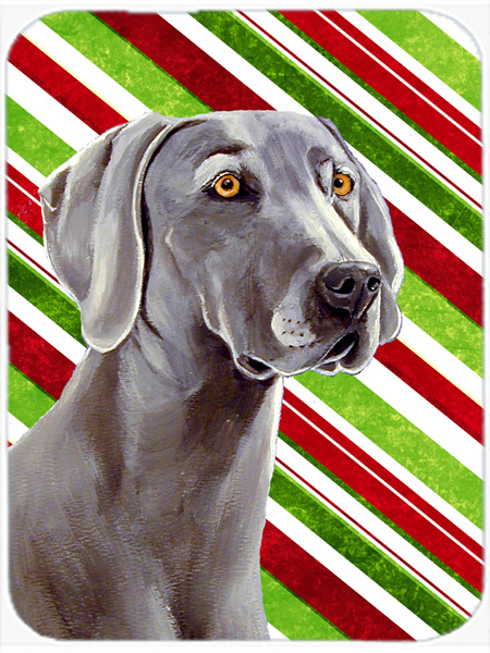 Weimaraner Candy Cane Holiday Christmas Glass Cutting Board - Large