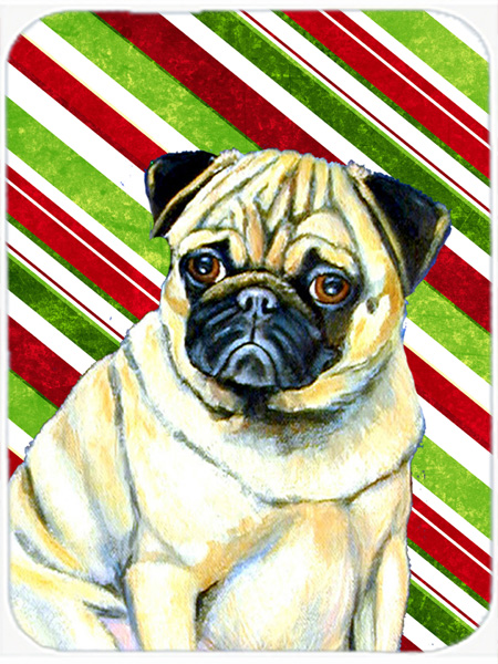 Pug Candy Cane Holiday Christmas Glass Cutting Board - Large