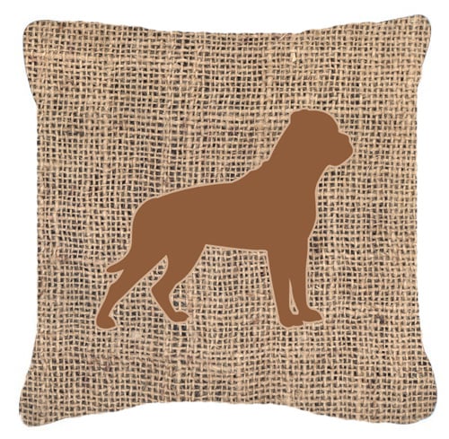 Rottweiler Burlap & Brown Decorative Fabric Pillow