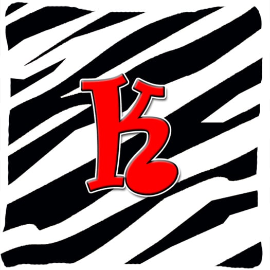 Monogram Initial K Zebra Red Decorative Fabric Pillow