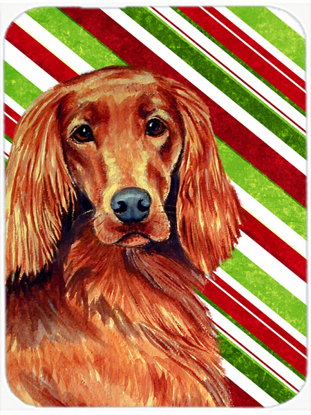 Irish Setter Candy Cane Holiday Christmas Glass Cutting Board - Large