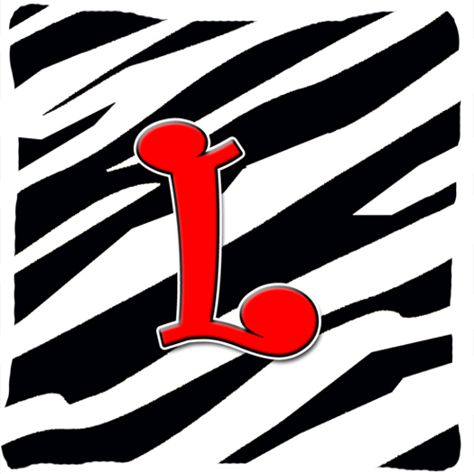 Monogram Initial L Zebra Red Decorative Fabric Pillow
