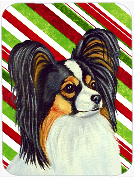 Papillon Candy Cane Holiday Christmas Glass Cutting Board - Large
