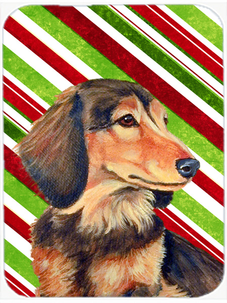 Dachshund Candy Cane Holiday Christmas Glass Cutting Board - Large