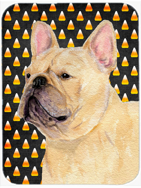 French Bulldog Candy Corn Halloween Portrait Glass Cutting Board - Large