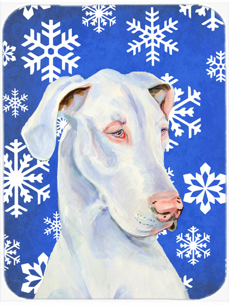 Great Dane Winter Snowflakes Holiday Glass Cutting Board - Large