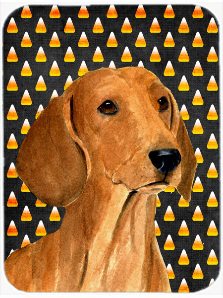 Dachshund Candy Corn Halloween Portrait Glass Cutting Board - Large