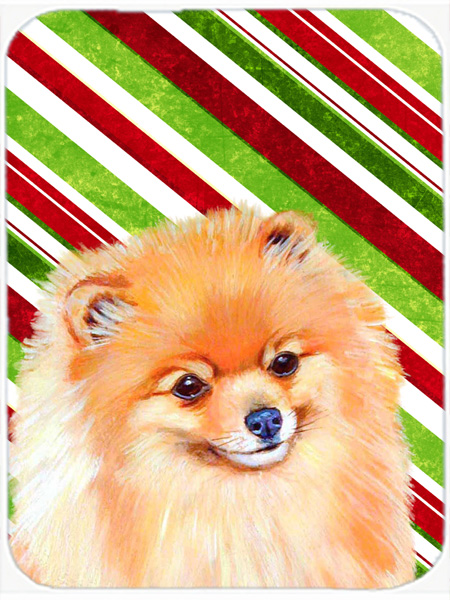Pomeranian Candy Cane Holiday Christmas Glass Cutting Board - Large