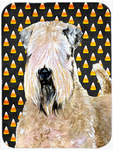 Wheaten Terrier Soft Coated Candy Corn Halloween Glass Cutting Board - Large