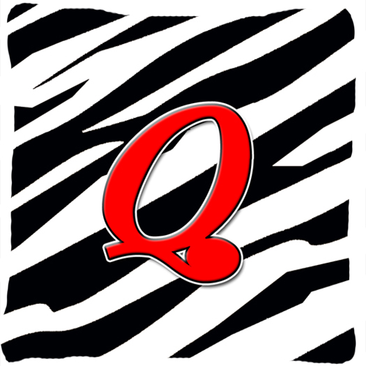 Monogram Initial Q Zebra Red Decorative Fabric Pillow