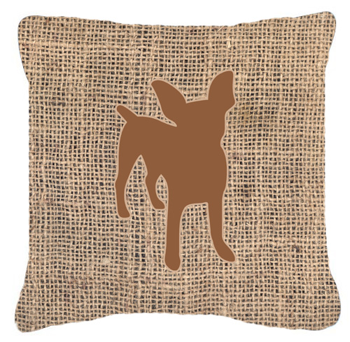 BB1108-BL-BN-PW1414 Chihuahua Burlap & Brown Decorative Fabric Pillow