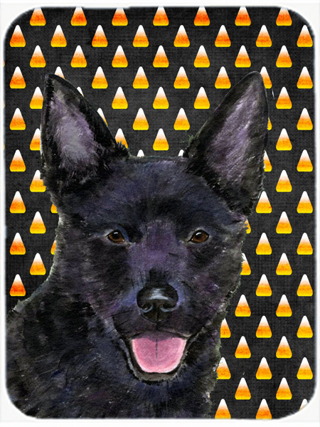 Australian Kelpie Candy Corn Halloween Portrait Glass Cutting Board - Large