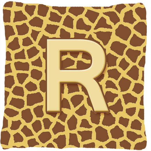 Monogram Initial R Giraffe Decorative Fabric Pillow