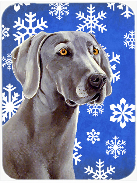 Weimaraner Winter Snowflakes Holiday Glass Cutting Board - Large
