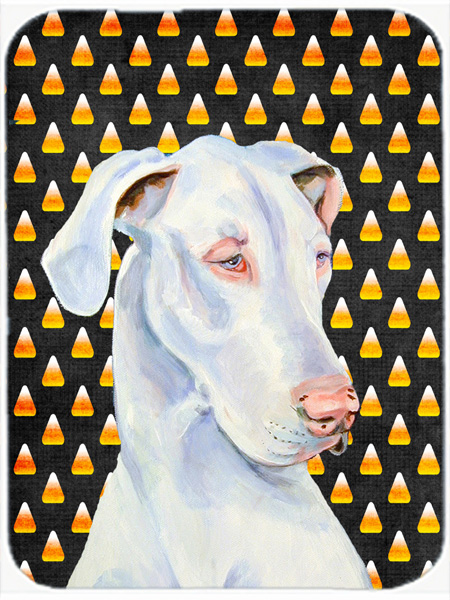 Great Dane Candy Corn Halloween Portrait Glass Cutting Board - Large