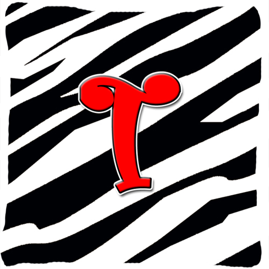 Monogram Initial T Zebra Red Decorative Fabric Pillow