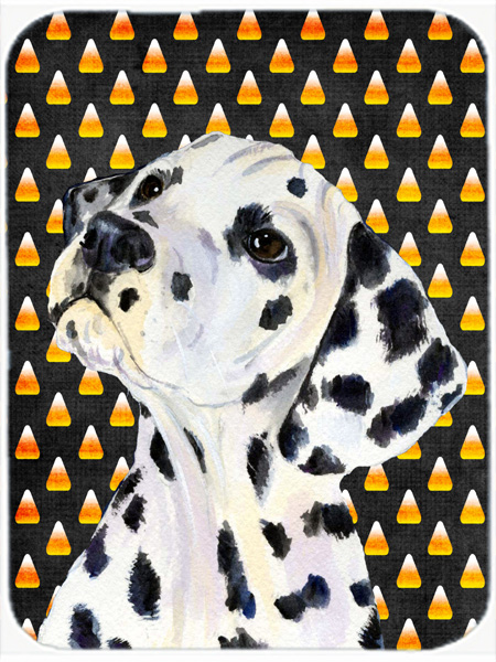 Dalmatian Candy Corn Halloween Portrait Glass Cutting Board - Large