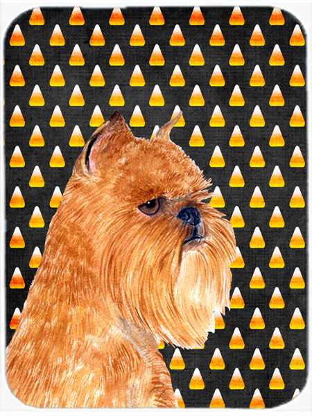 Brussels Griffon Candy Corn Halloween Portrait Glass Cutting Board - Large
