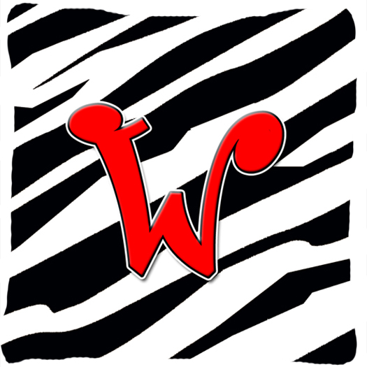 14 x 14 in. Monogram Initial W Zebra Red Decorative Fabric Pillow