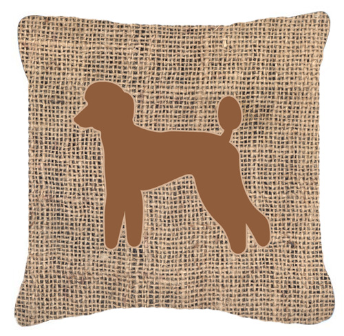14 x 14 in. Poodle Burlap and Brown Decorative Fabric Pillow