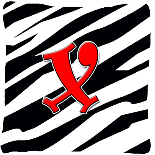 Monogram Initial X Zebra Red Decorative Fabric Pillow - 14 x 14 in.